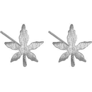 925 Sterling Silver Leaf Stud Earring 1 Pair - As Shown In Figure - One Size