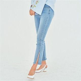 Fray-hem Slit-detail Jeans