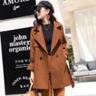 Double-buttoned Gather Cuff Woolen Coat