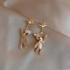 Bear Cat Eye Stone Rhinestone Alloy Dangle Earring 1 Pair - Dangle Earring - Silver - Cat Eye Stone - Rhinestone - Bear - Gold - One Size