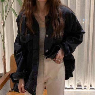 Denim Button-up Jacket Black - One Size
