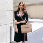 Long-sleeve V-neck Midi A-line Dress