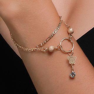 Alloy Butterfly Layered Anklet