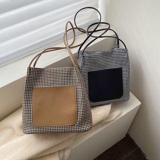 Houndstooth Bucket Tote Bag