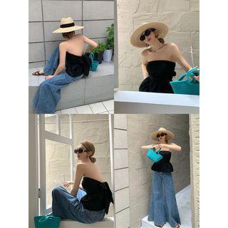 Strapless Top / Wide Leg Jeans