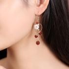 Retro Agate Bead & Flower Dangle Earring