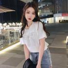 Short-sleeve Bow Embellished T-shirt