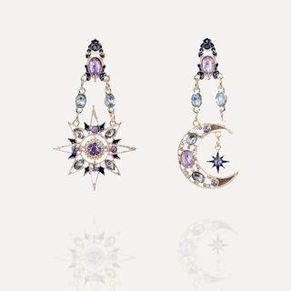 Rhinestone Asymmetric Drop Earring Non-matching Earring - One Size