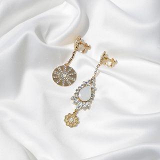 Non-matching Rhinestone & Stone Dangle Earring