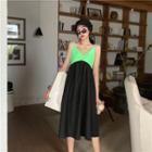 Color Block Spaghetti-strap Dress