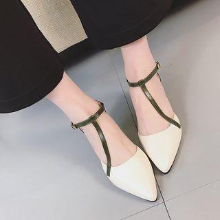 Pointed T-bar Heel Sandals