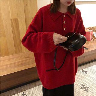 Polo-neck Buttoned Sweater