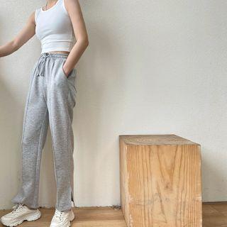 High-waist Slit Straight Leg Sweatpants