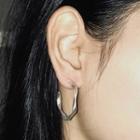 Twisted Alloy Open Hoop Earring 1 Pair - D53a - S925 Sterling Silver Needle - One Size