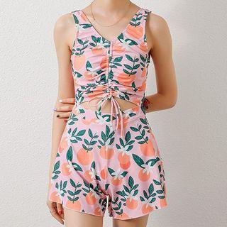 Set: Lemon Print Swimsuit + Bikini Bottom