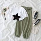 Set: Star Print Short-sleeve T-shirt + Harem Pants