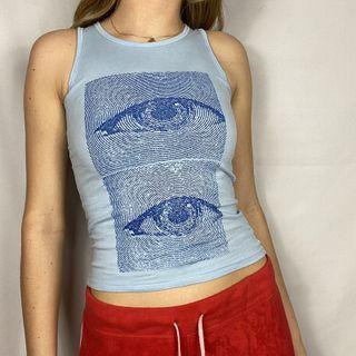 Eye Print Cropped Tank Top