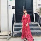 Printed Deep Plunge Maxi Sundress