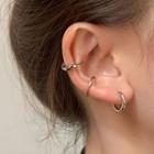 Set Of 3: Ear Cuff Set Of 3 - Clip On Earrings - Silver - One Size