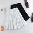 Plain Tiered Mini A-line Skirt