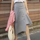 Plaid A-line Asymmetric Hem Skirt