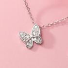 925 Sterling Silver Rhinestone Butterfly Pendant Necklace 925 Sterling Silver Rhinestone Butterfly Pendant Necklace - One Size