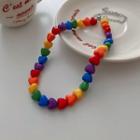 Rainbow Heart Acrylic Necklace Necklace - Love Heart - Multicolor - Red & Yellow & Green - One Size