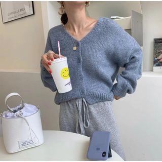 Plain V-neck Loose-fit Cardigan / Plain Pants