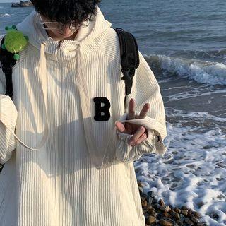 Lettering Corduroy Zip Hoodie
