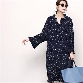 Frill-trim Dot Boxy-fit Dress