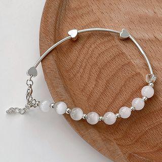 Set Of 1 / 2 : Heart Cat Eye Stone Alloy Bracelet