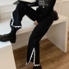 High Waist Lace Trim Loose Fit Jeans