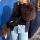 Long-sleeve Plain Furry Buttoned Jacket