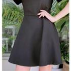 Puff-shoulder Mini Flare Dress Black - One Size