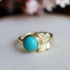 Turquoise 925 Sterling Silver Butterfly Ring Gold - One Size
