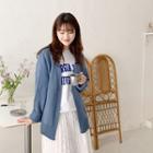 Open-front Relaxed-fit Pointelle Cardigan