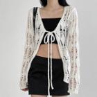 Cutout Tie-front Cardigan