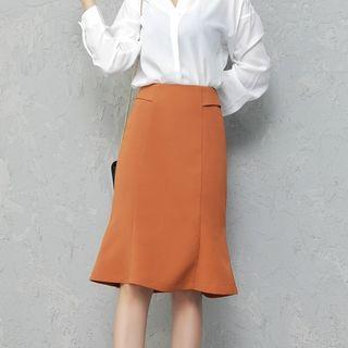 Plain Ruffled A-line Skirt