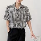 Short Sleeve Color Block Stripe Shirt