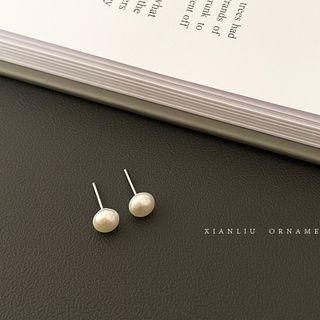 Freshwater Pearl Stud Earring 1 Pair - White - One Size