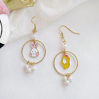 Rabbit & Princess Non-matching Drop / Clip-on Earring