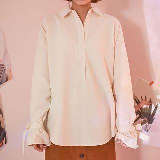 Half-placket Tie-sleeve Shirt