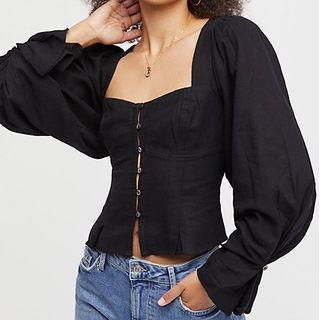 Open-back Lantern-sleeve Blouse