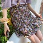 Smocked Floral Print A-line Skirt