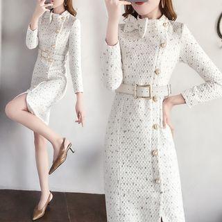 Single-breasted Long-sleeve Tweed Dress