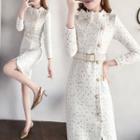 Single-breasted Long-sleeve Tweed Dress