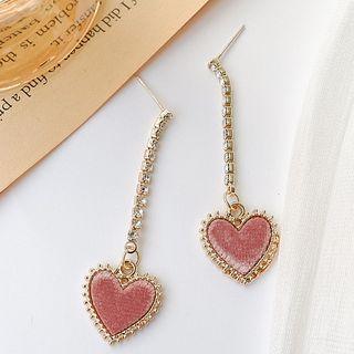Heart Dangle Earring 1 Pair - Silver Needle Earrings - One Size