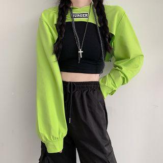 Long Sleeve Hooded Cropped Top