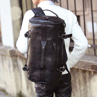 Faux Leather Duffle Backpack