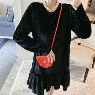 Tie Back Velvet Long-sleeve Dress